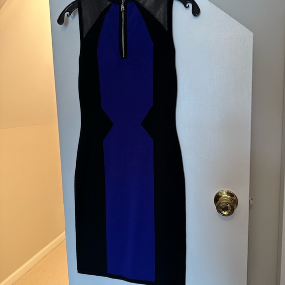 Milly knit shift dress with faux leather detail - size 0 - Picture 4 of 5